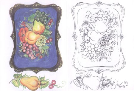 Раскраска Жостово подносы для детей