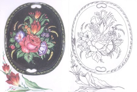 Расписной Жостовский поднос эскиз