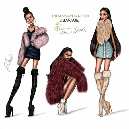 Эскиз одежды из меха