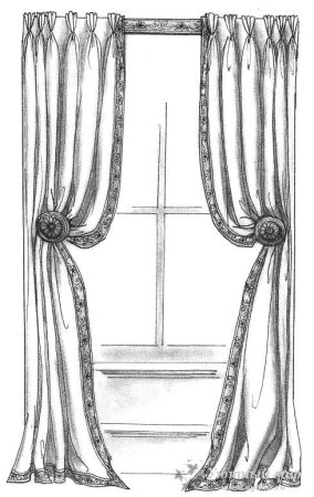 Макет окна со шторами