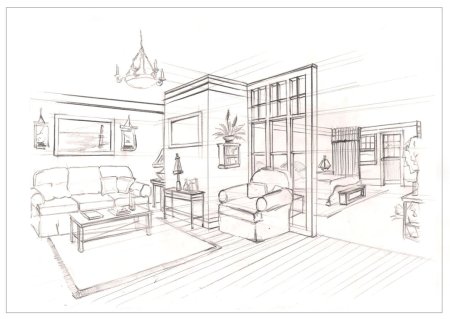 Перспектива интерьера комнаты