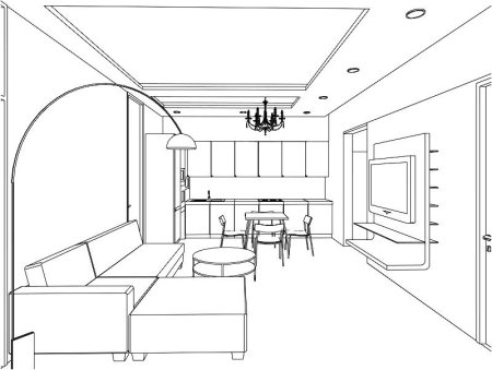 Гостиная карандашом