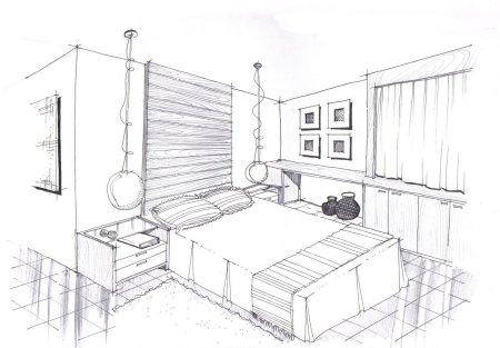 Угловая перспектива интерьера комнаты