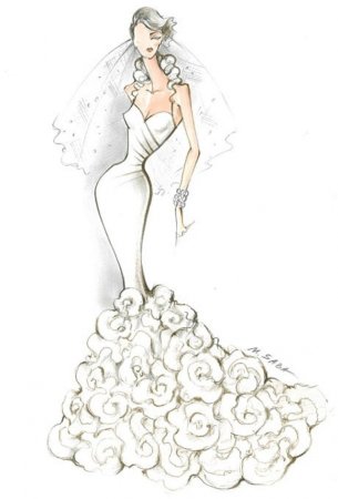 Девушка в свадебном платье эскиз