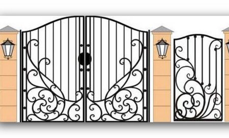 Кованый забор с воротами и калиткой эскизы