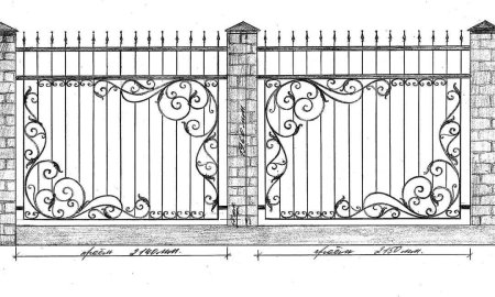 Эскиз ворот с калиткой