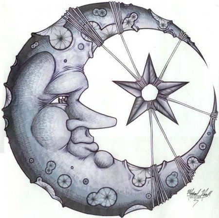 Месяц с лицом эскиз