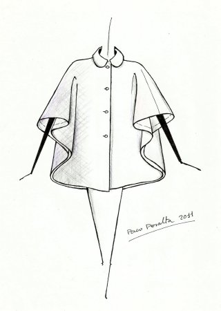 Пальто накидка эскиз