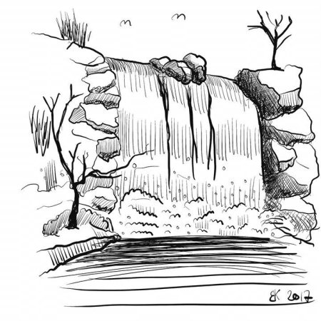 Водопад карандашом