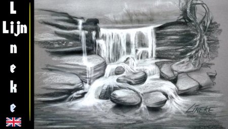 Водопад рисунок карандашом