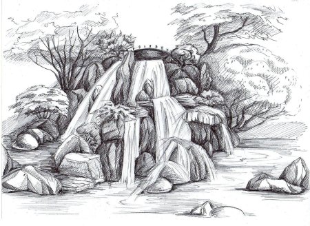 Водопад карандашом