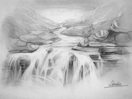 Водопад карандашом