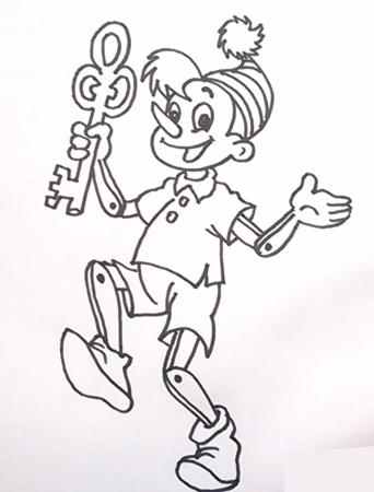 Буратино раскраска для детей