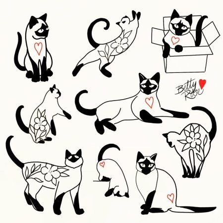 Тату контур кошки