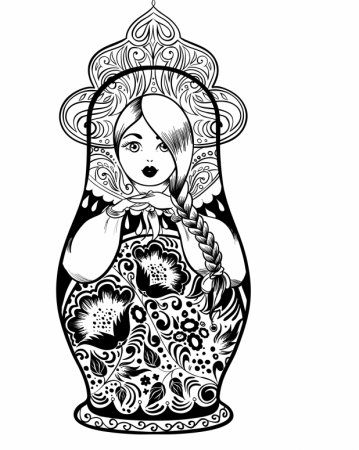 Матрешка тату эскиз