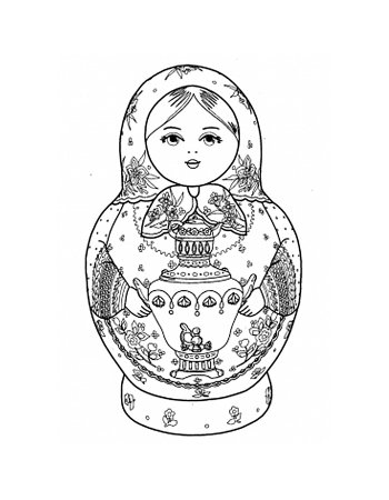 Семёновская матрёшка раскраска