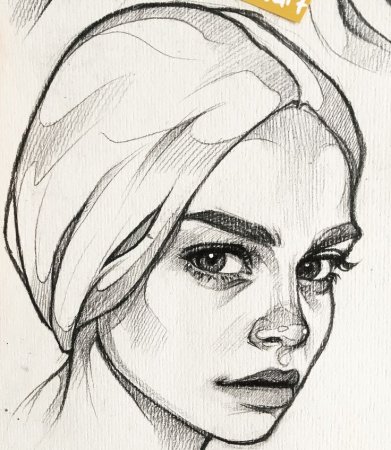 Лицо девушки скетч