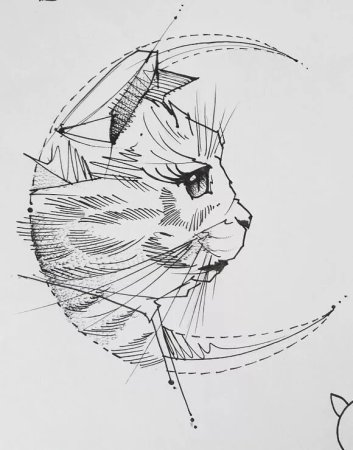 Кот тату эскиз