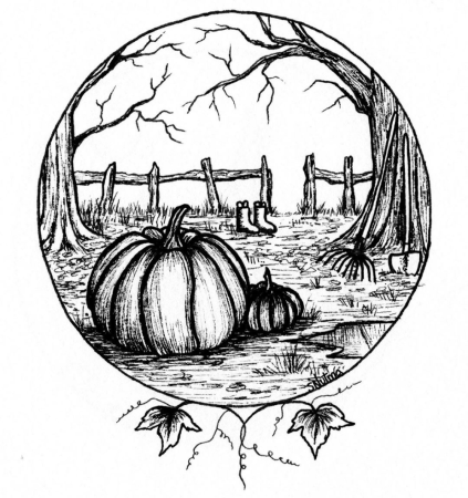 Тыква Хэллоуин тату эскиз