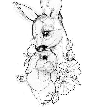 Эскизы татуировок кролик