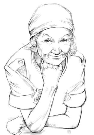 Портрет бабушки карандашом