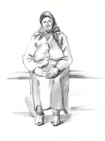 Портрет пожилого человека карандашом