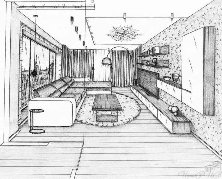 Эскиз интерьера гостиной