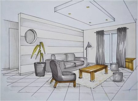 Интерьер карандашом
