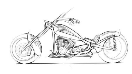 Мотоцикл карандашом для срисовки