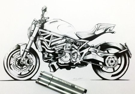 Эскиз мотоцикла на стену