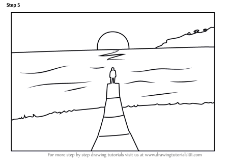 Закат рисунок карандашом простым