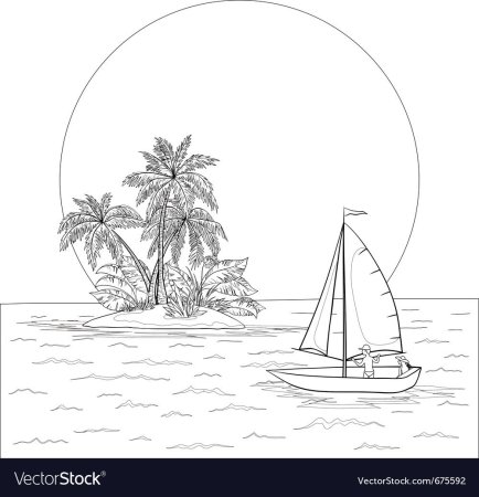 Море остров карандашом