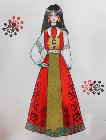 Эскиз русского костюма