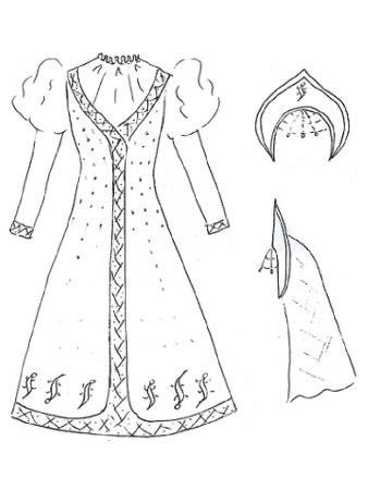 Русский народный костюм раскраска