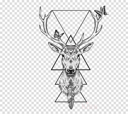 Графический олень тату
