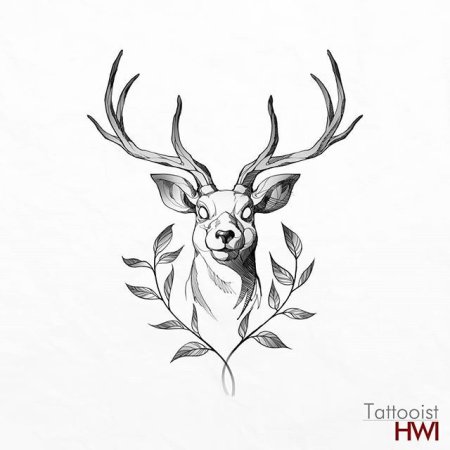 Переводные тату эскиз олень