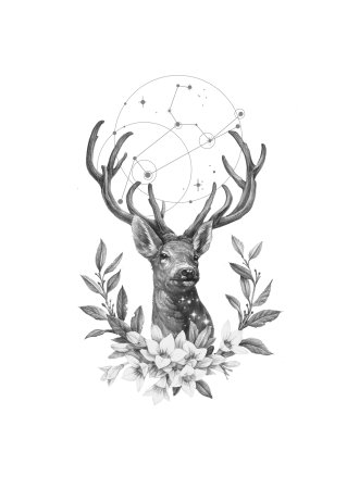 Арт олень тату