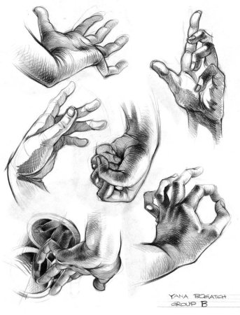 Зарисовки кистей рук человека