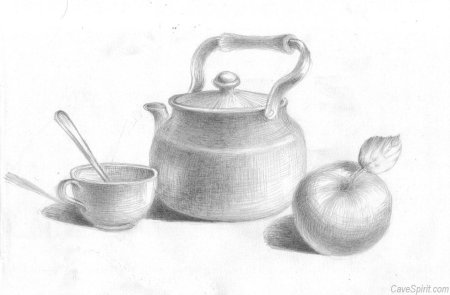 Натюрморт с чайником карандашом