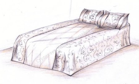 Эскиз кровати с покрывалом