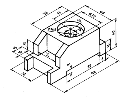 Чертёж детали с размерами для 3d моделирования