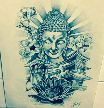 Тату медитирующий Будда