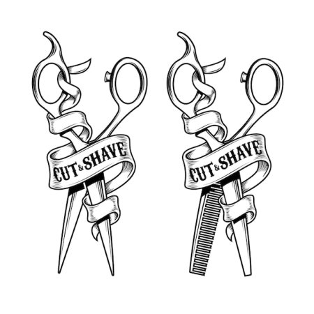 Эскиз ножницы и расческа