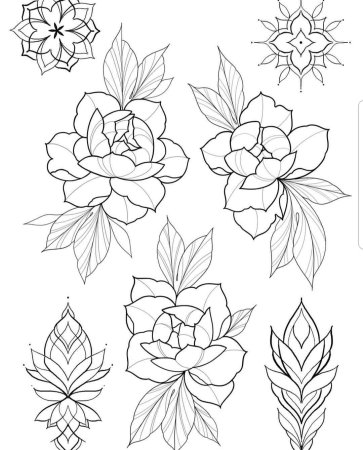 Тату цветы Наброски