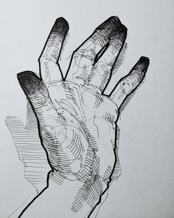 Руки черной ручкой