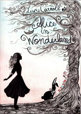 Алиса в стране чудес обложка книги черно белая