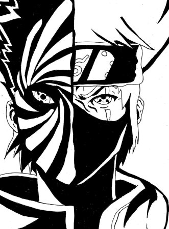 Какаси черно белый Наруто
