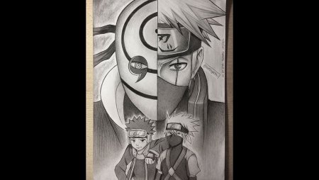 Раскраска аниме Наруто Какаси и Обито