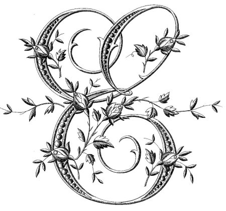 Буква е красивая с вензелями