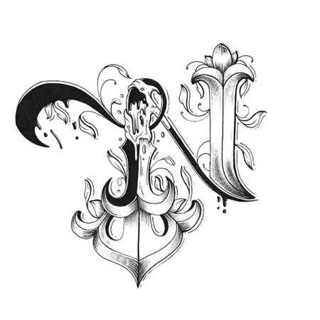 Красиво тату эскиз на буквы н и а